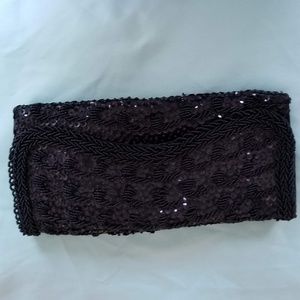 Vintage Bon Soir Black Beaded Clutch Purse Hong Kong
